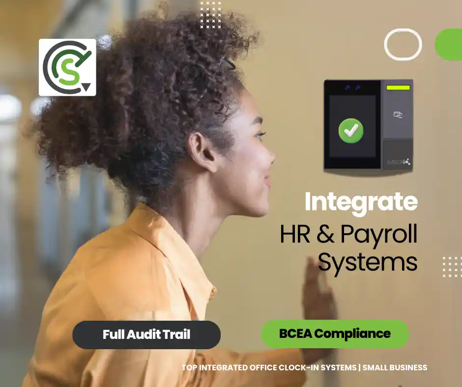 CTSTime biometric terminals integrate with HR and payroll solutions to help track employee hours and ensure compliance with BCEA rules.